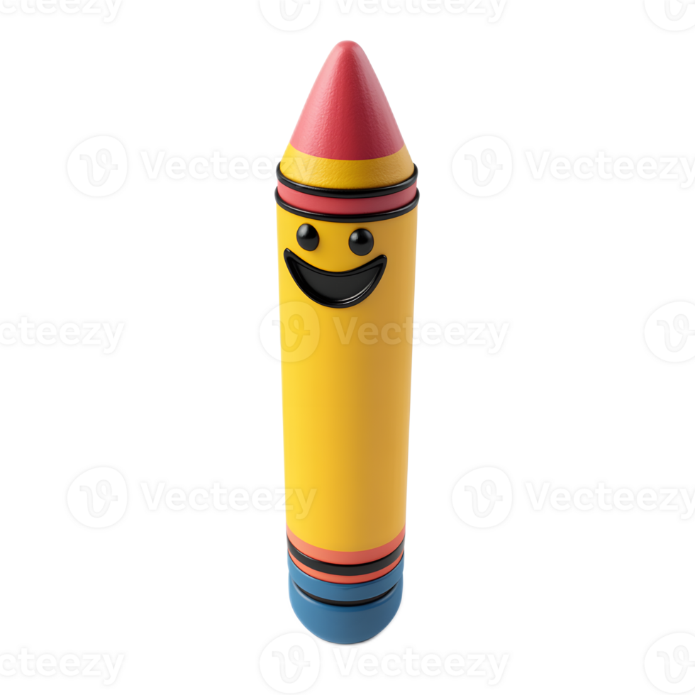 Colorful Crayon Emoji with Smiling Face and Vibrant Design png