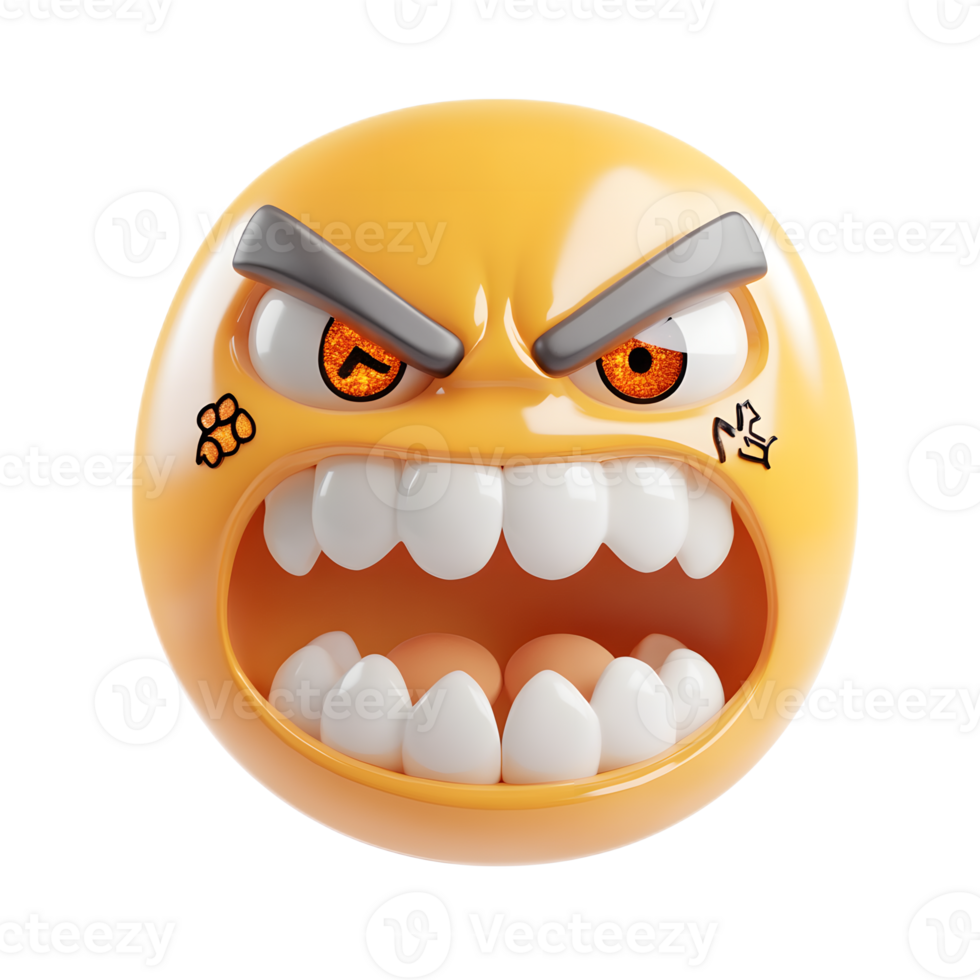Angry Face with Symbols on Mouth Cartoon Emoji for Digital Graphic Design png