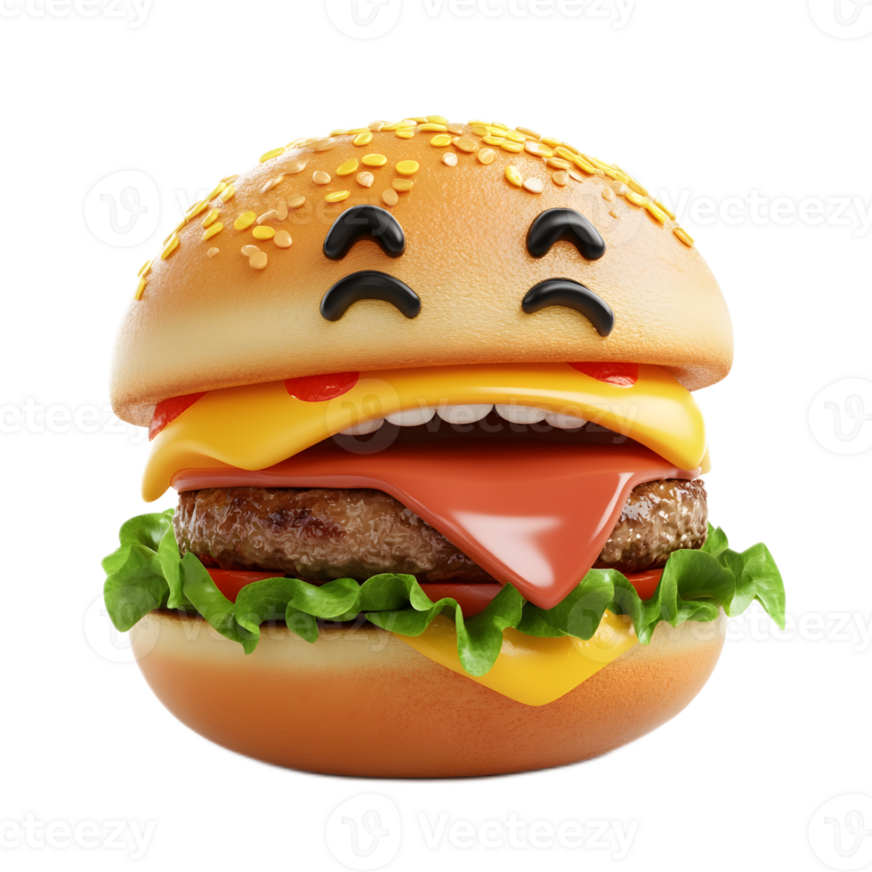 Playful Burger Emoji Icon Depicting a Delicious Cheeseburger Snack png
