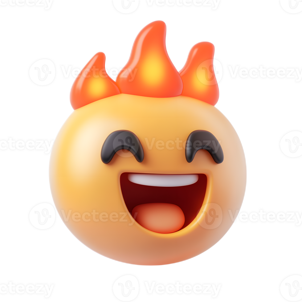 Vibrant Flaming Emoji Icon Expressing Joy and Excitement png
