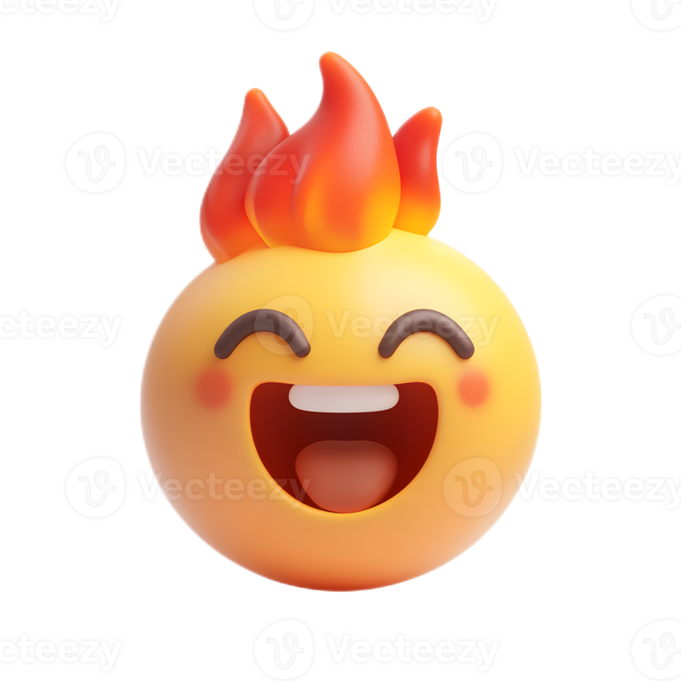 Flaming Emoji Face with Joyful Expression png