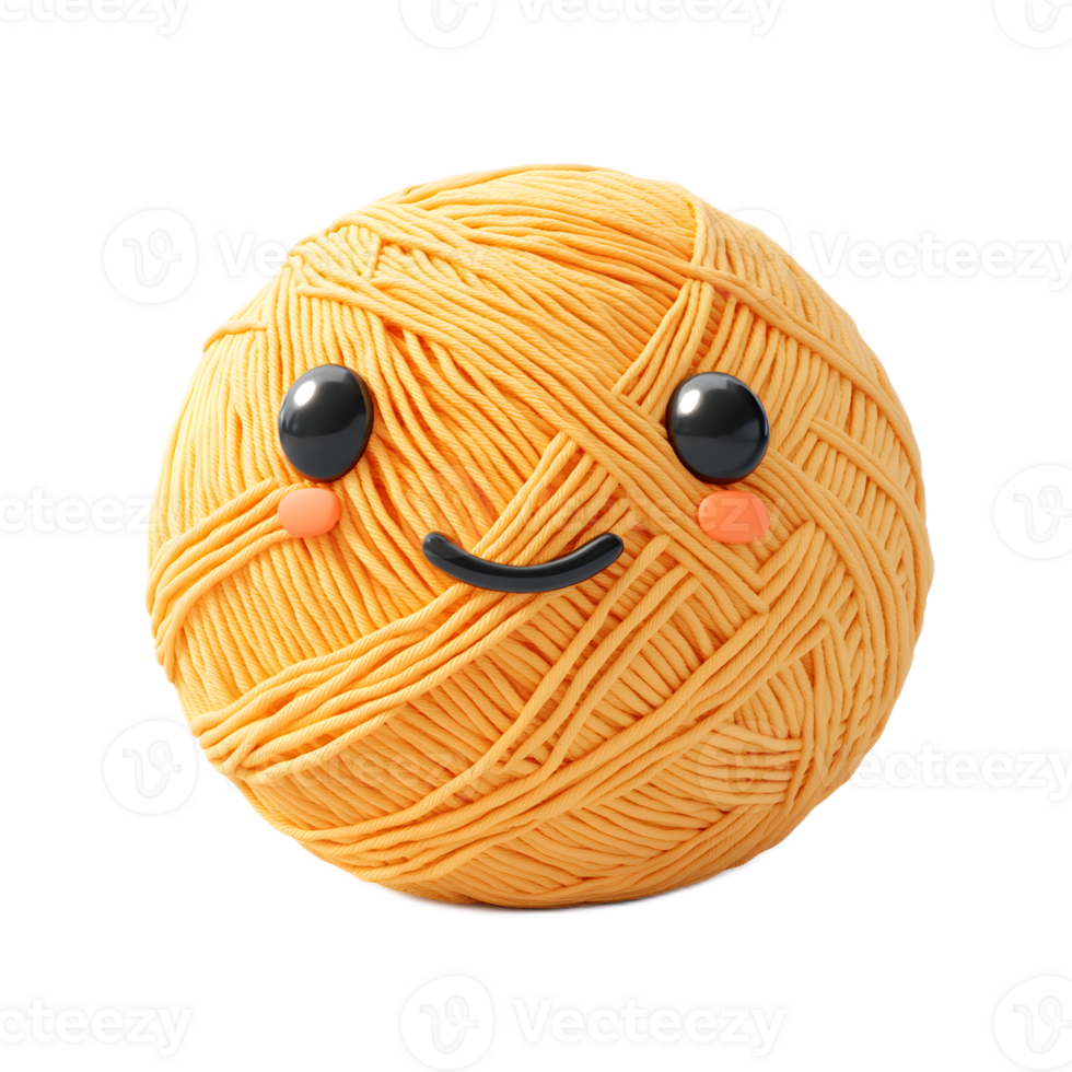 The joyful ball of yarn with a happy face depicts a playful and creative craft material png