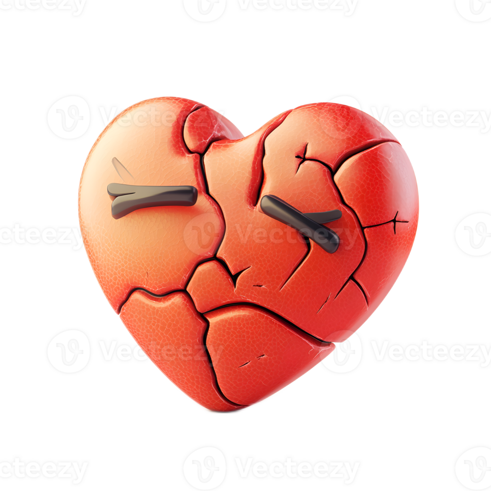 Broken Shattered Heart Emoji Symbol Representing Emotional Pain and Heartbreak png