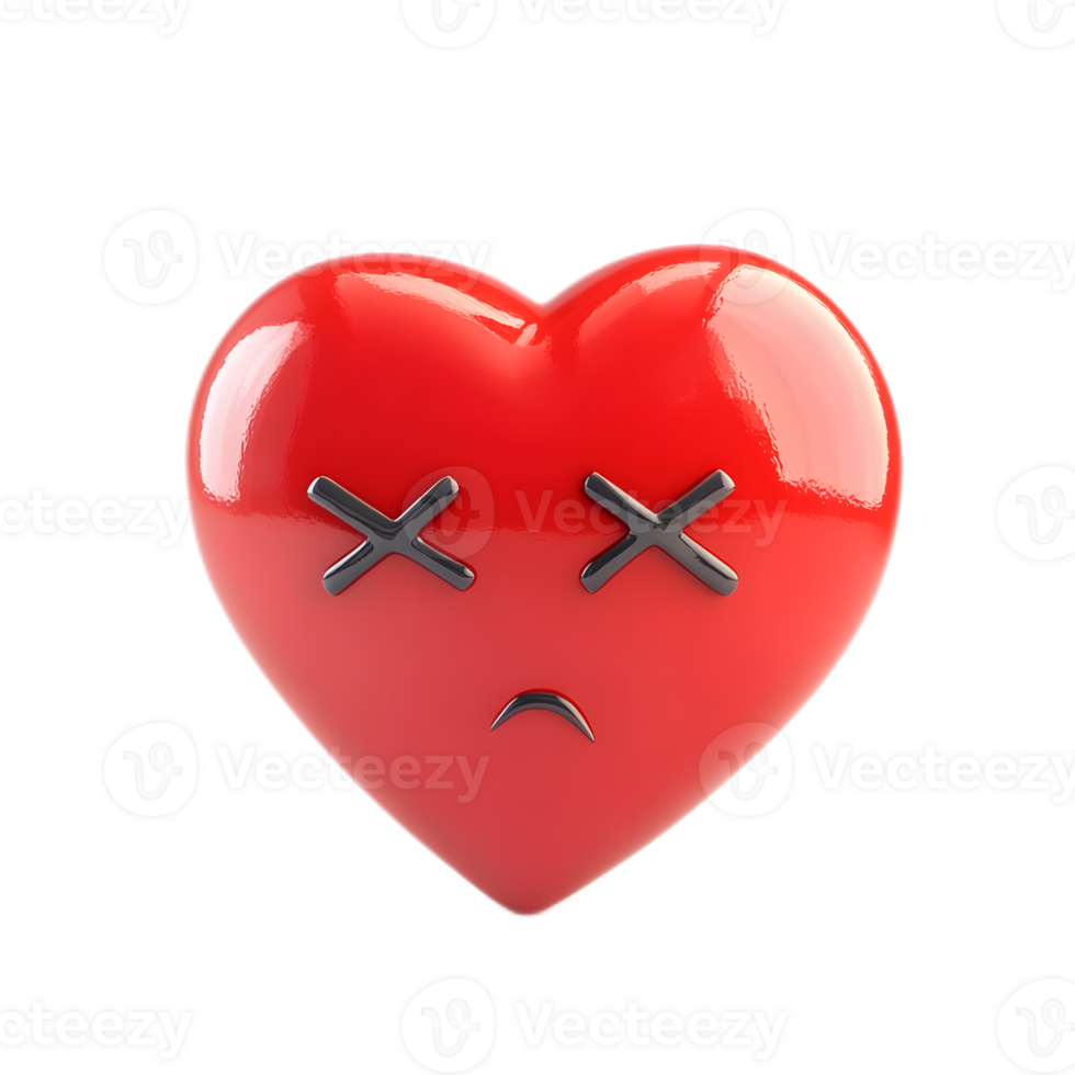 Broken Red Heart with Crossed Symbol Depicting Emotional Distress and Heartbreak png