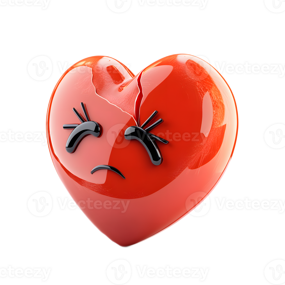 Cracked Broken Heart Emoji Icon Conveying Grief Heartbreak and Emotional Distress png