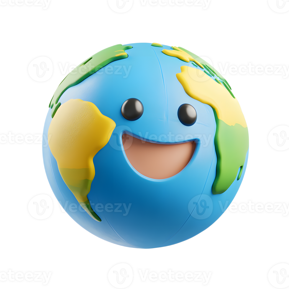Cheerful Globe with Continents Showcasing Sustainable Earth Concepts png
