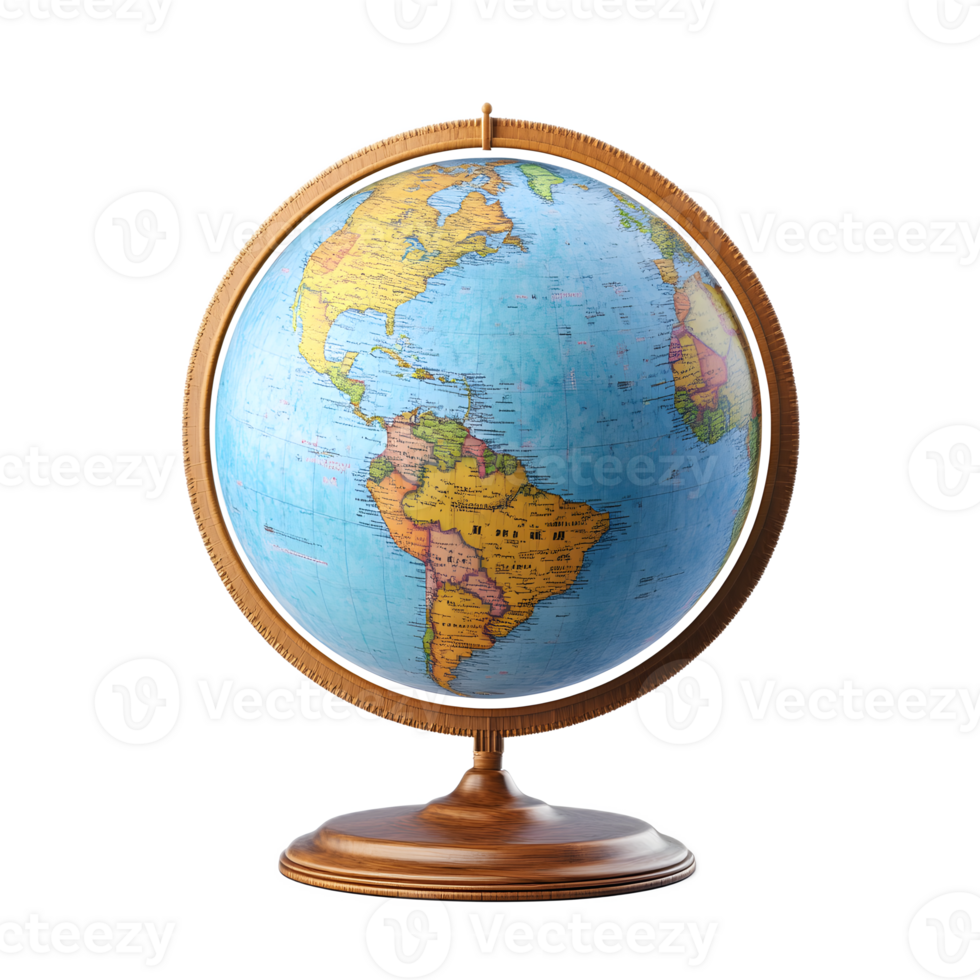 Detailed Globe Showcasing Continents and Worldwide Geography png