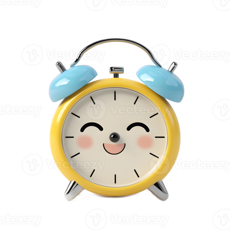 Cute and Colorful Alarm Clock Emoji with Happy Facial Expression png