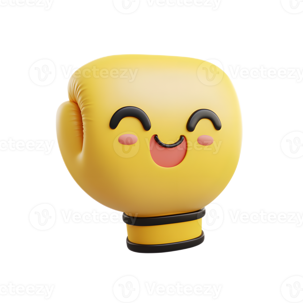 Cheerful 3D Emoji Face with Smiling Expression and Cartoon Style Design png