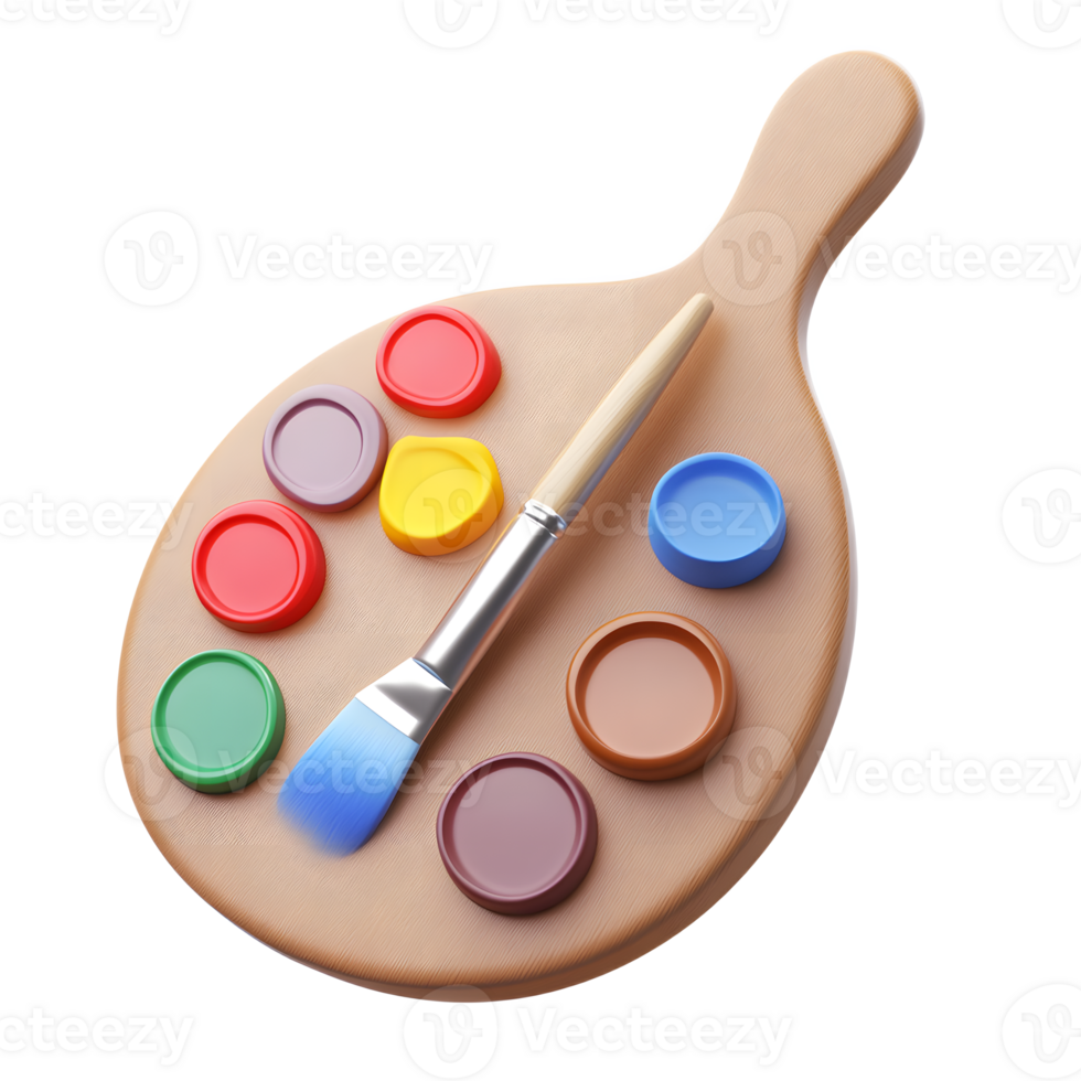 Vibrant Palette with Diverse Color Swatches and Paintbrush png