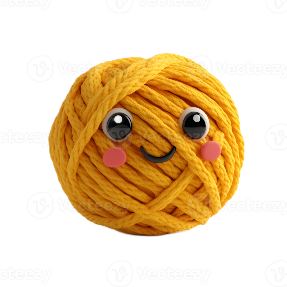 Colorful Ball of Yarn with Cute Emoji Like Facial Expression png