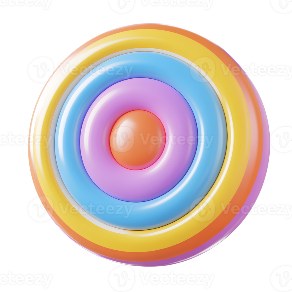 Vibrant Concentric Bullseye Target Emoji in Colorful Abstract Geometric Design png
