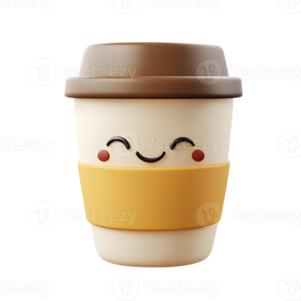 Cheerful Ceramic Emoji Coffee Mug with Smiling Expression on White Background png