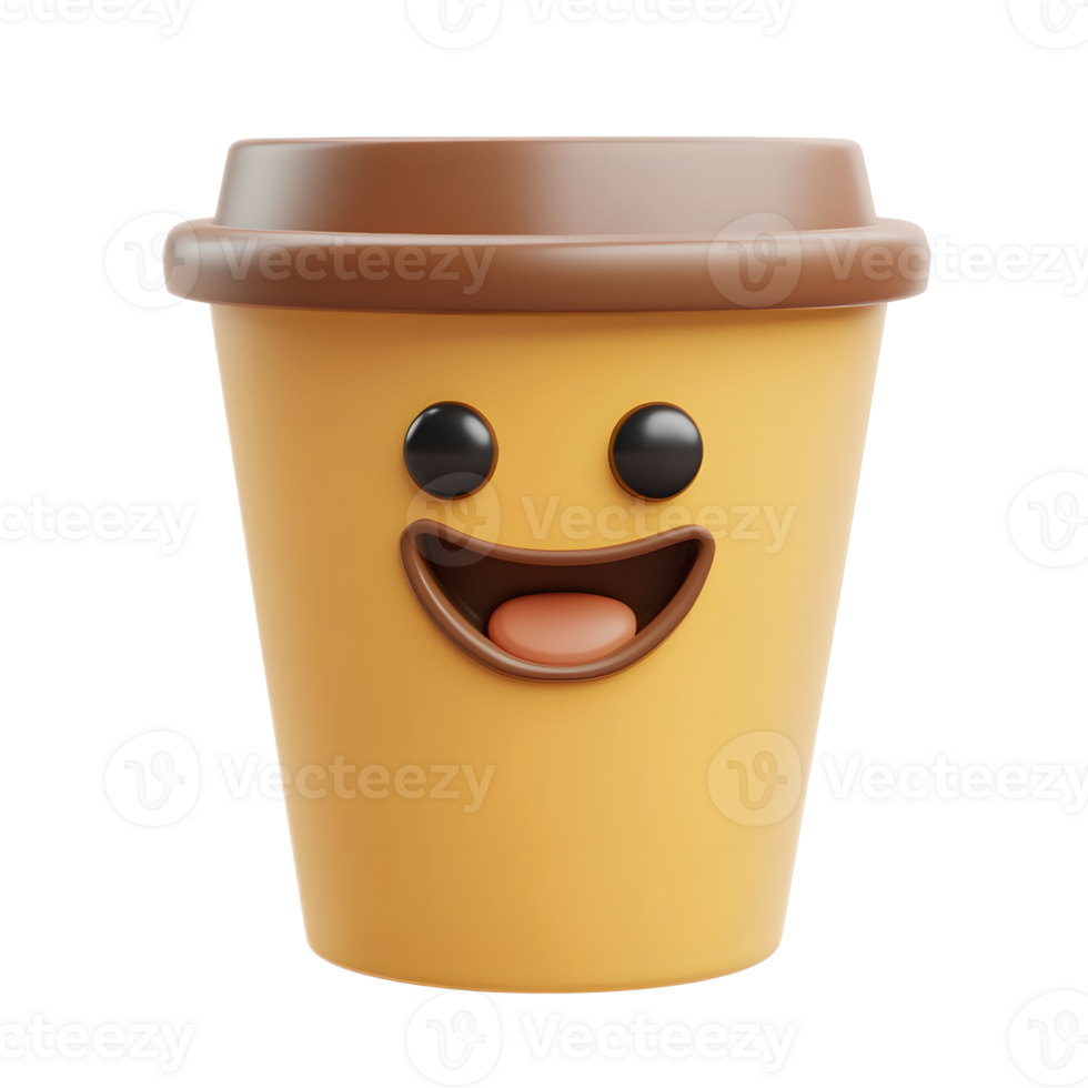 Cheerful Coffee Cup Emoji Representing Joy and Energy of Morning Beverage png