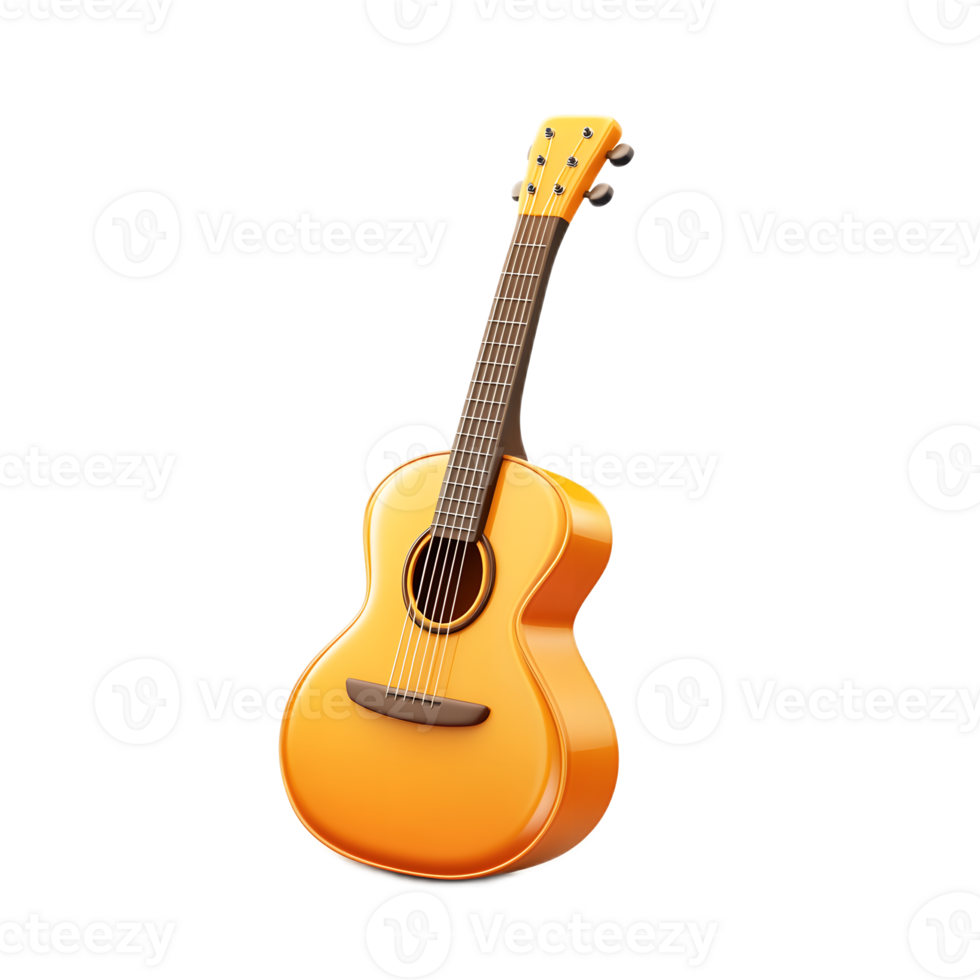 Vibrant Yellow Acoustic Guitar on Plain Background png