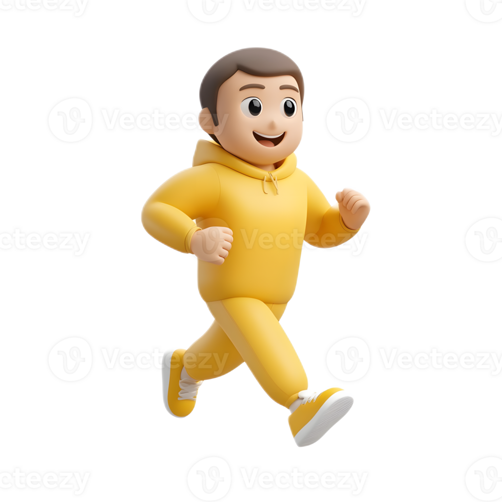 Animated Cartoon Character of a Man Running with Enthusiasm and Joy png