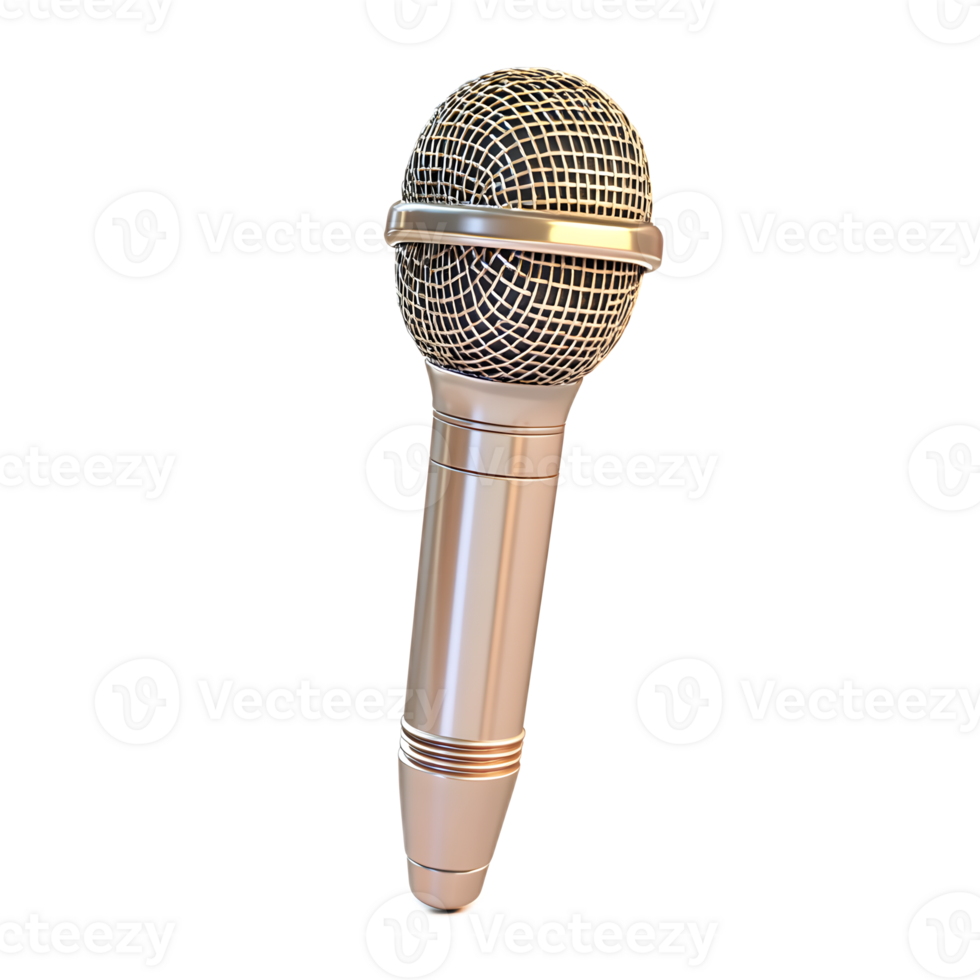 Metallic Handheld Microphone for Audio Broadcast and Recording png