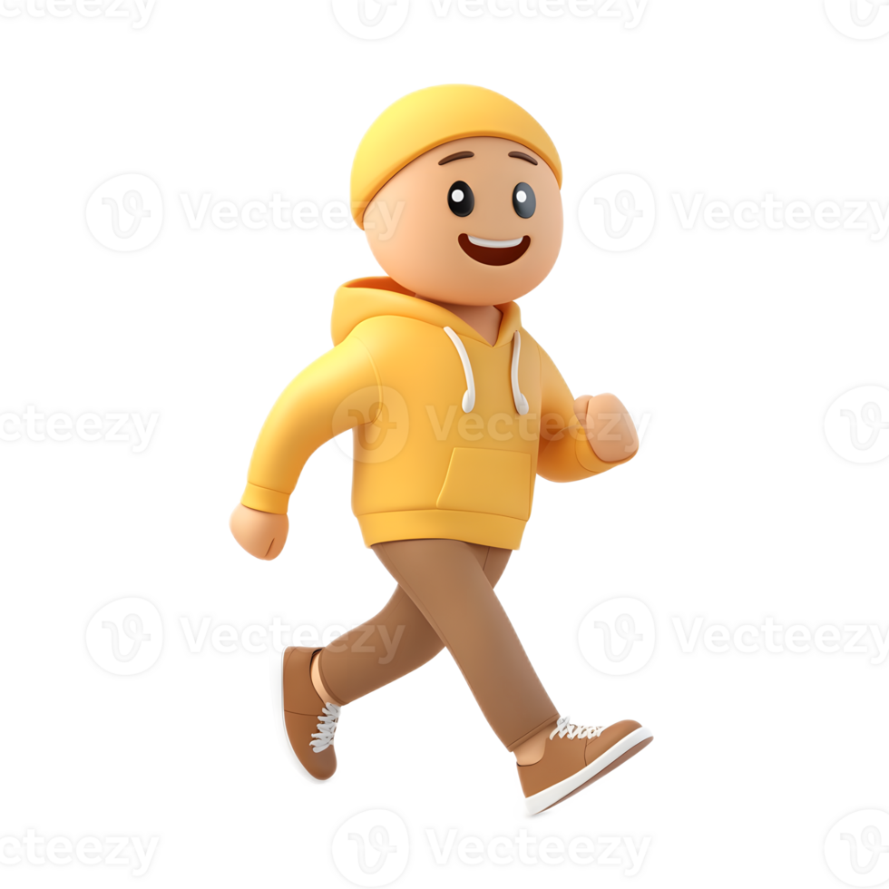 Cheerful Cartoon Character Walking with Friendly Gesture png