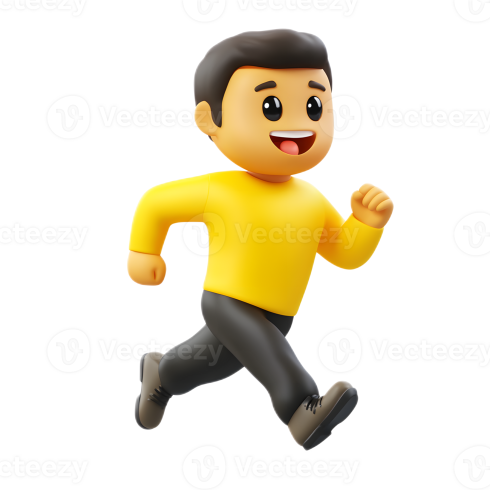 Energetic Animated Figure Running with Enthusiasm and Vigor png