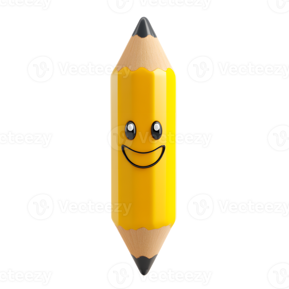 Smiling Yellow Pencil Mascot Cheerful Stationery Icon for Education and Creative Concepts png