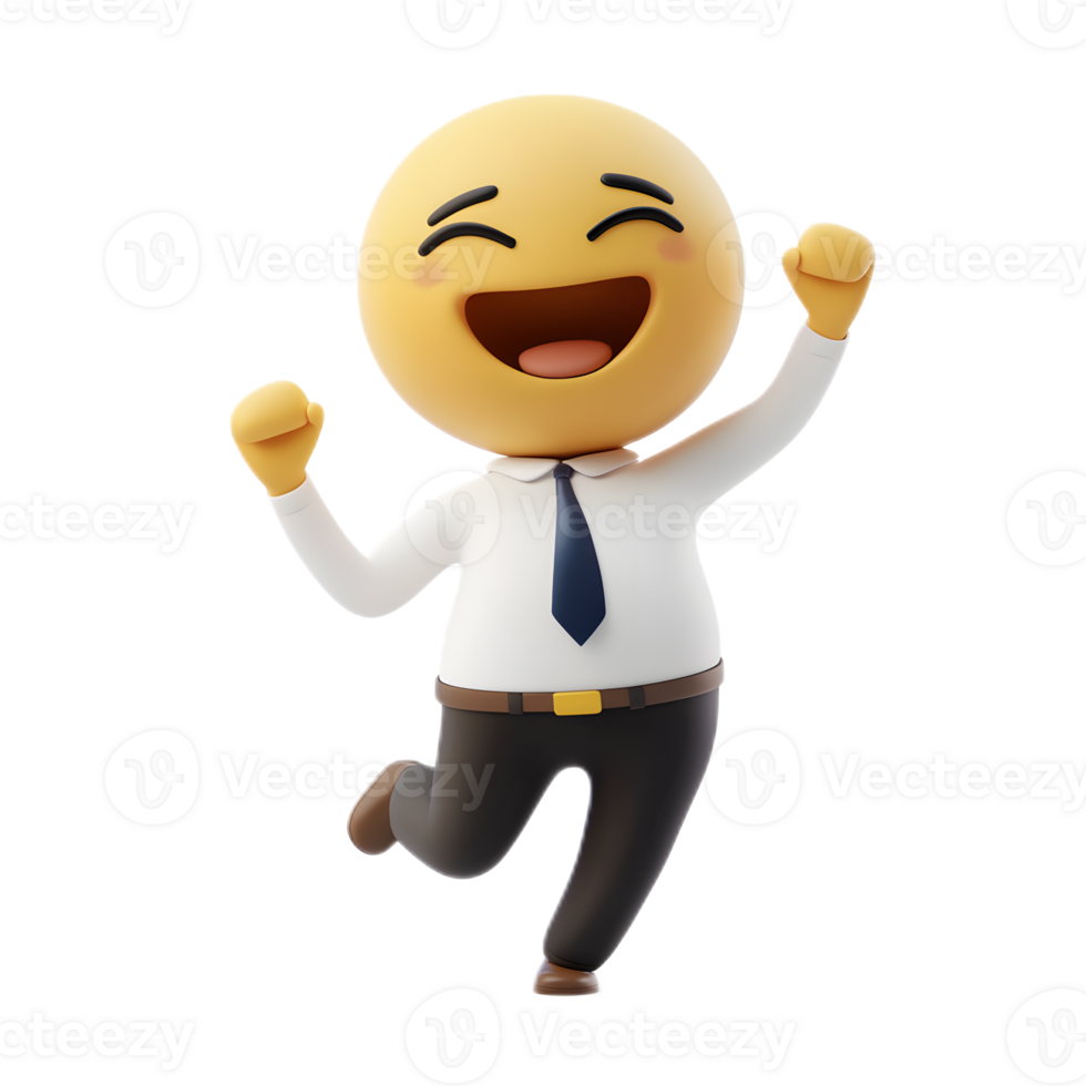 Cheerful Business Professional Celebrating Success with Emoji Like Enthusiasm png