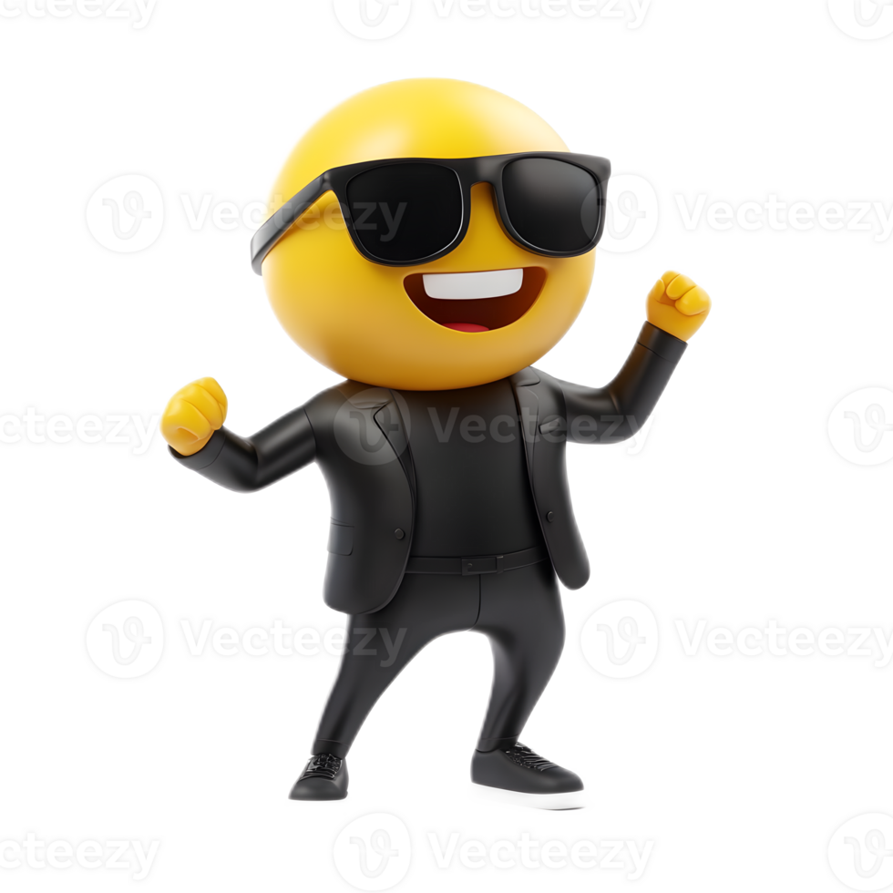Lively Cartoon Emoji Man Dancing Energetically with Stylish Silhouette png