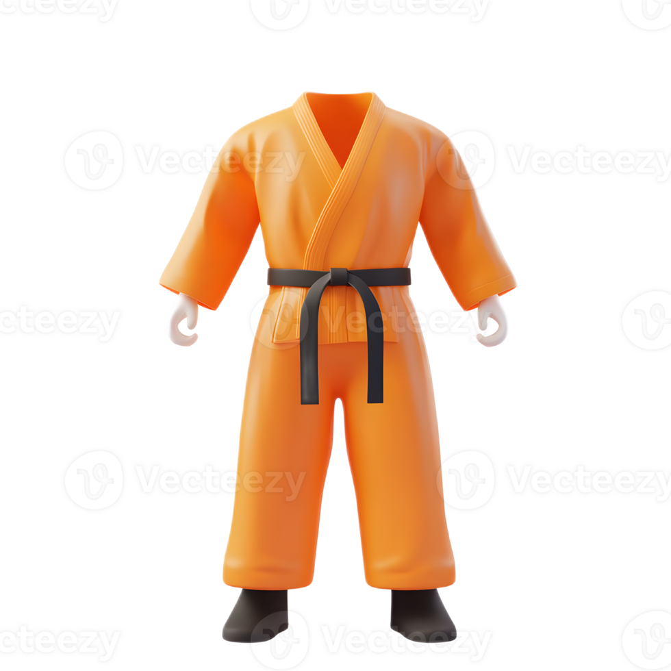 Martial Arts Uniform in Vibrant Orange Color for Traditional Japanese Discipline png
