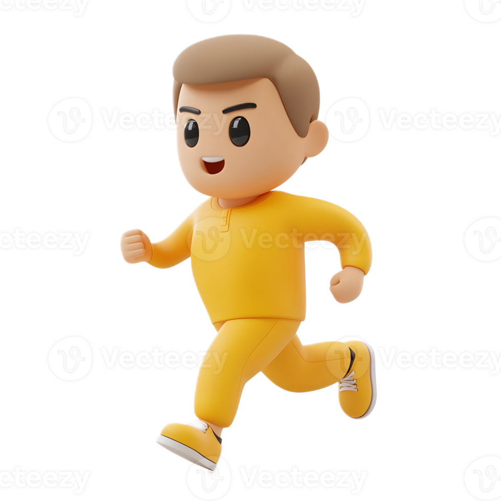 Animated Male Character Running in Energetic Pose png