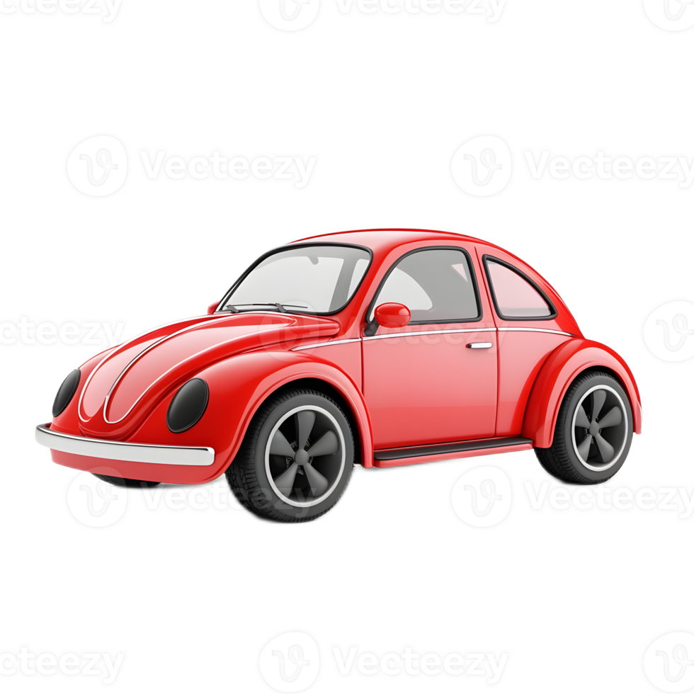 Stylized Red Compact Car Icon Retro Automotive Digital png