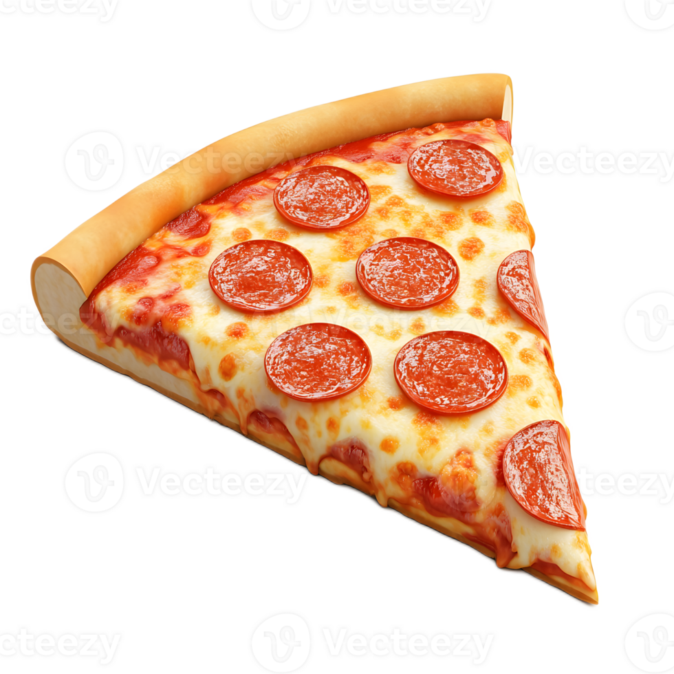 Vibrant Pepperoni Pizza Slice with Melty Cheese and Tomato Sauce on a Plain Background png