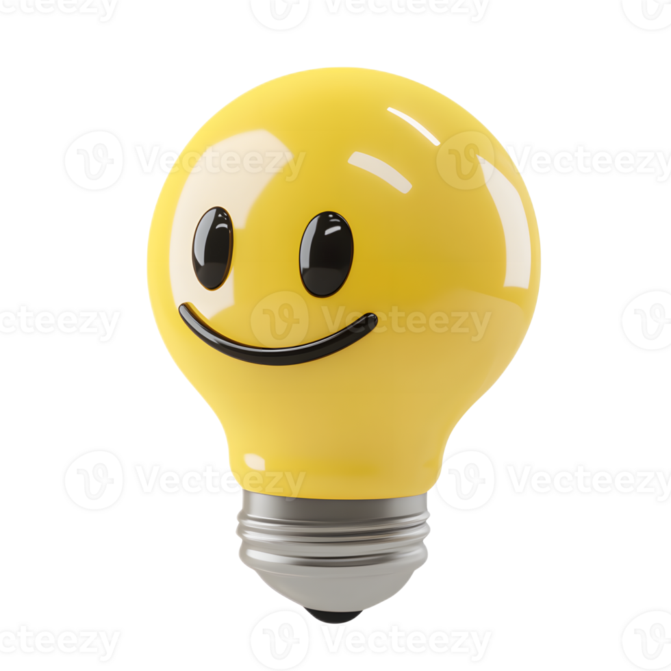 Smiling Lightbulb Emoji Illustrating Bright Ideas and Innovative Thinking png