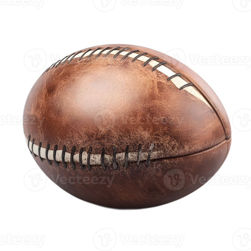 Detailed Shot of a Leather Rugby Ball on a Plain Background png