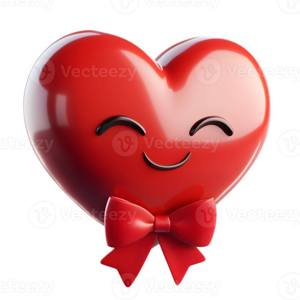 Cheerful Heart Shaped Icon with Ribbon Bow png