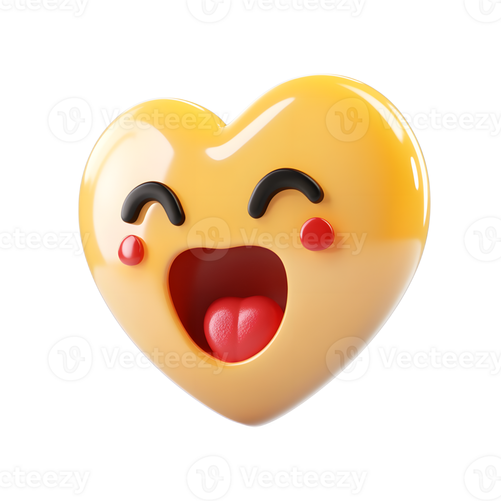 Expressive Yellow Heart Emoji with Exclamation Mark Expression png