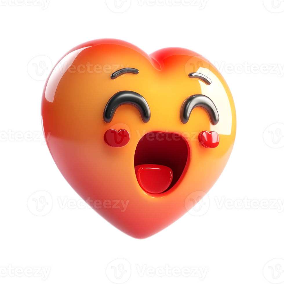 Excited 3D Heart Exclamation Emoji Expression Icon png