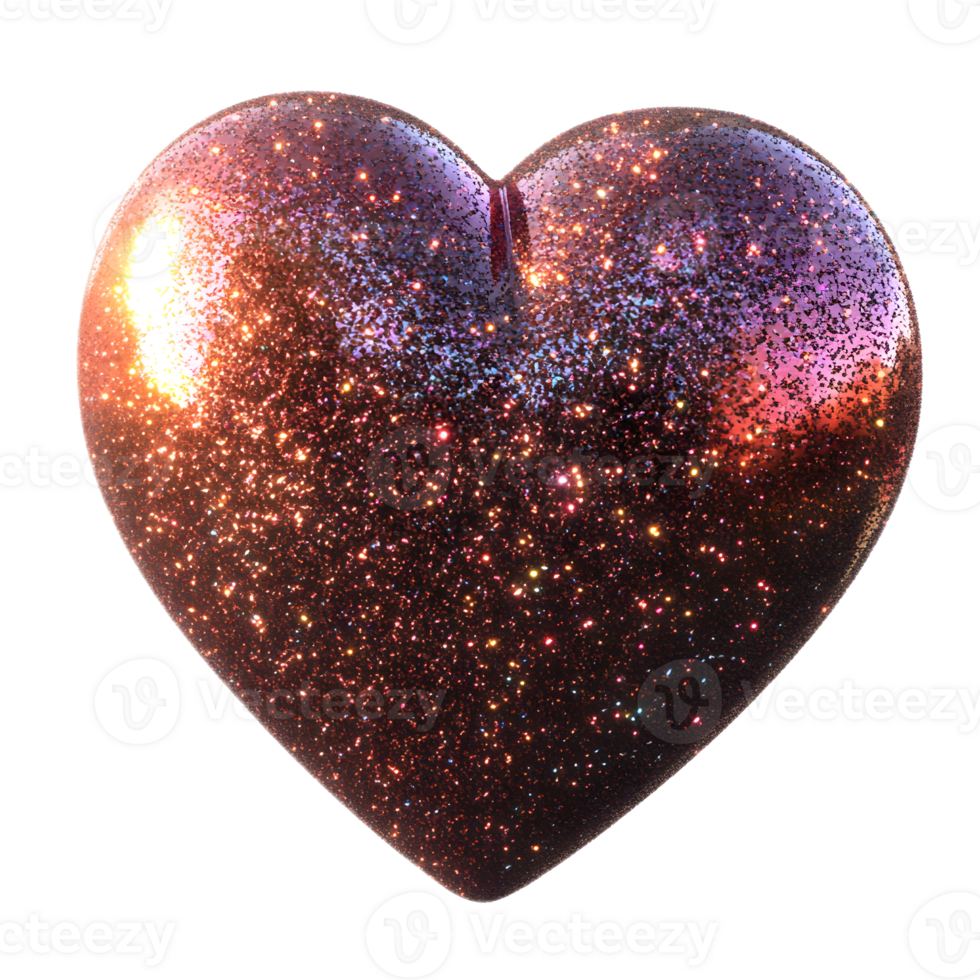 Dazzling Sparkling Heart Gem with Luxurious Glitter and Vibrant Color Palette png