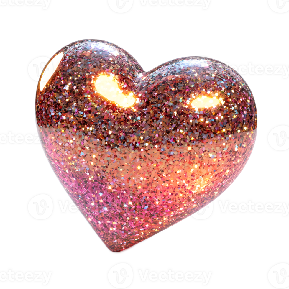 Sparkling Heart Emoji Inspired Glittering Ornament With Vibrant Shimmering Hues png