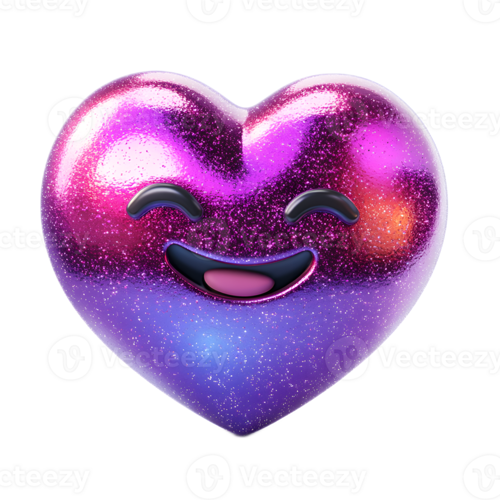 Sparkling Heartfelt Emoji with Vibrant Metallic Hues png