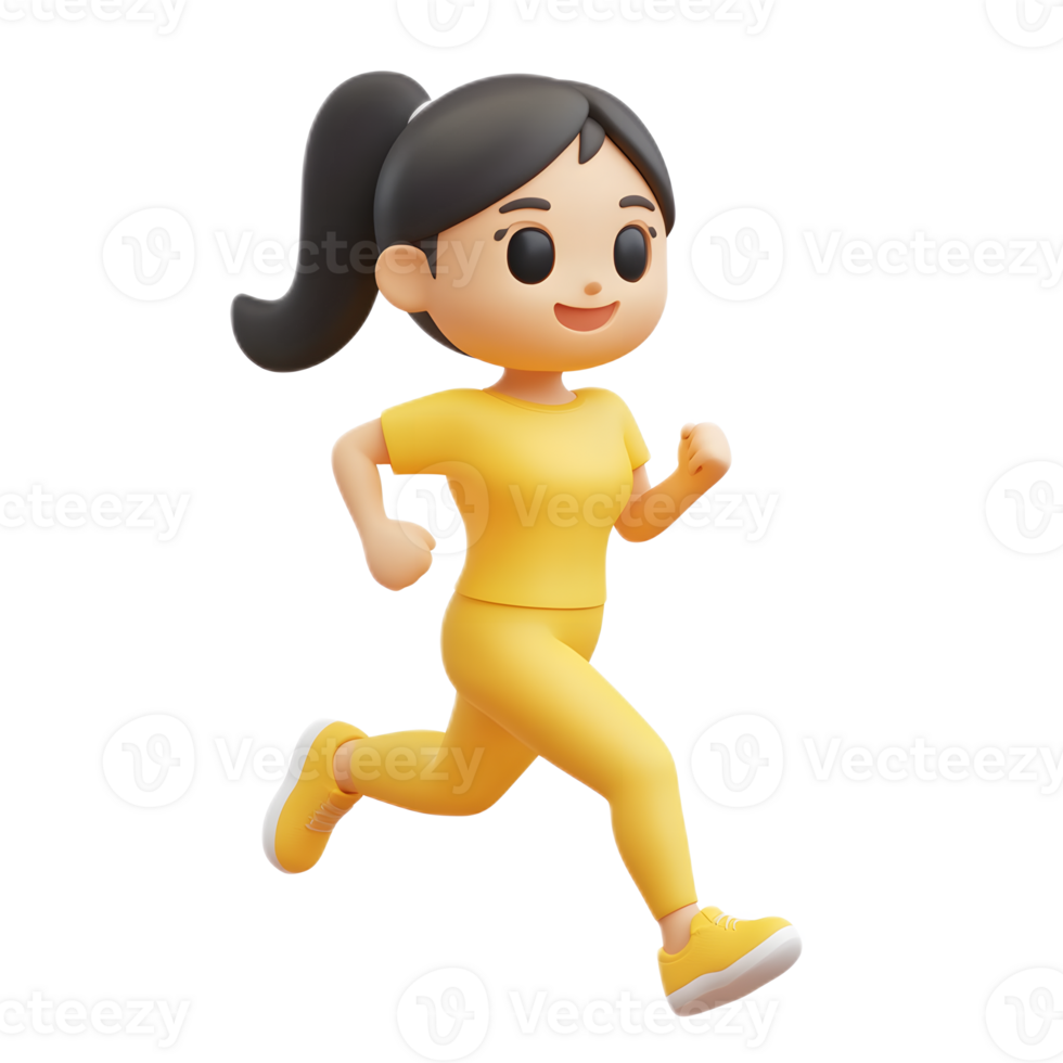 Smiling Female Athlete Running with Energetic Expression png
