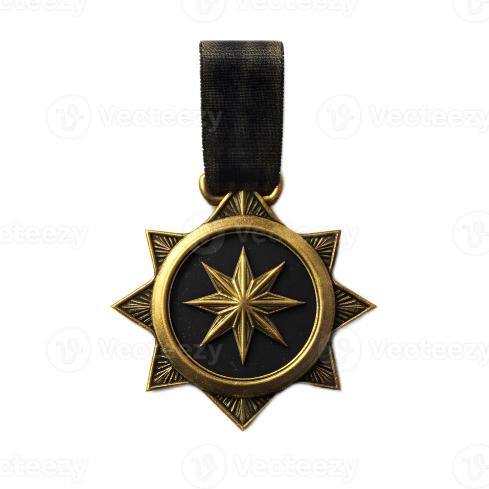 Detailed Military Medal Emblem with Metallic Dimensional Design png