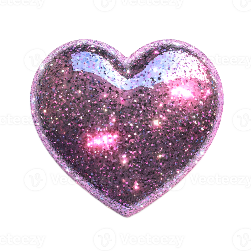 Sparkling Heart Emoji Inspired Glamorous Digital with Glitter Texture and Radiant Colors png