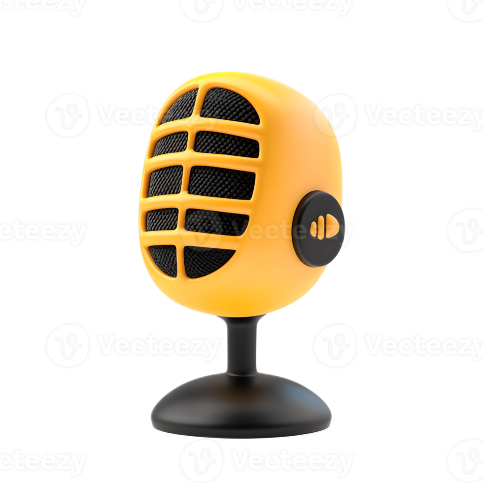 Yellow Studio Microphone Emoji on Black Stand png