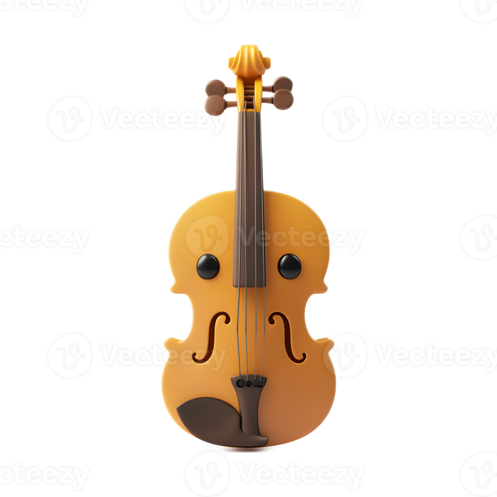 Vibrant Wooden Violin Emoji Style Digital for Music and Art Concept png