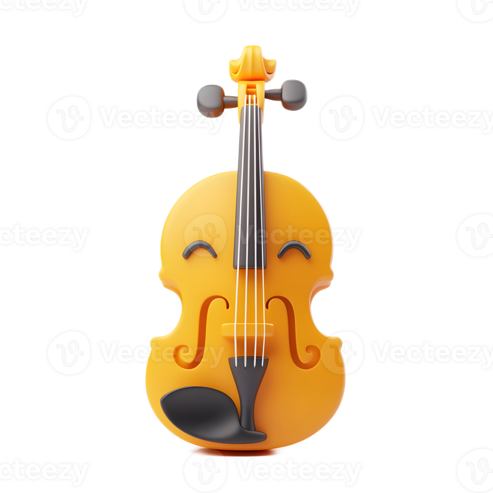 Cheerful Violin Emoji 3D for Musical Concept png