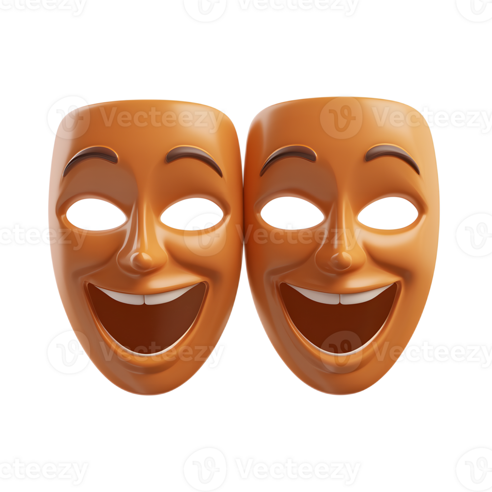 Theatrical Masks Depicting Comedy and Tragedy Emotions png