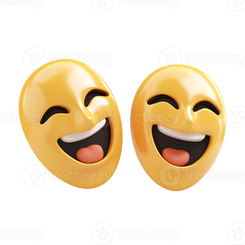 Vibrant Theater Masks Emoji Symbols Conveying Joyful Emotions and Theatrical Expression png