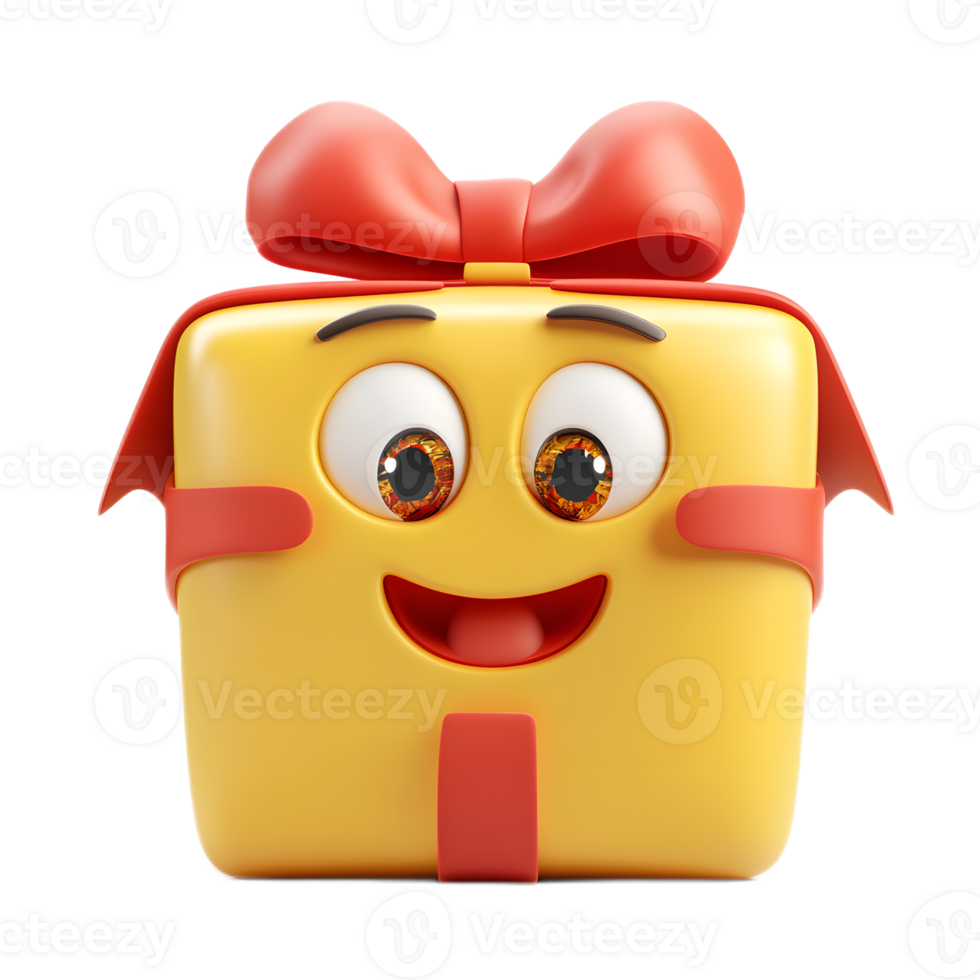 Cheerful Wrapped Gift Box with Bow and Ribbon in Cartoon Style png