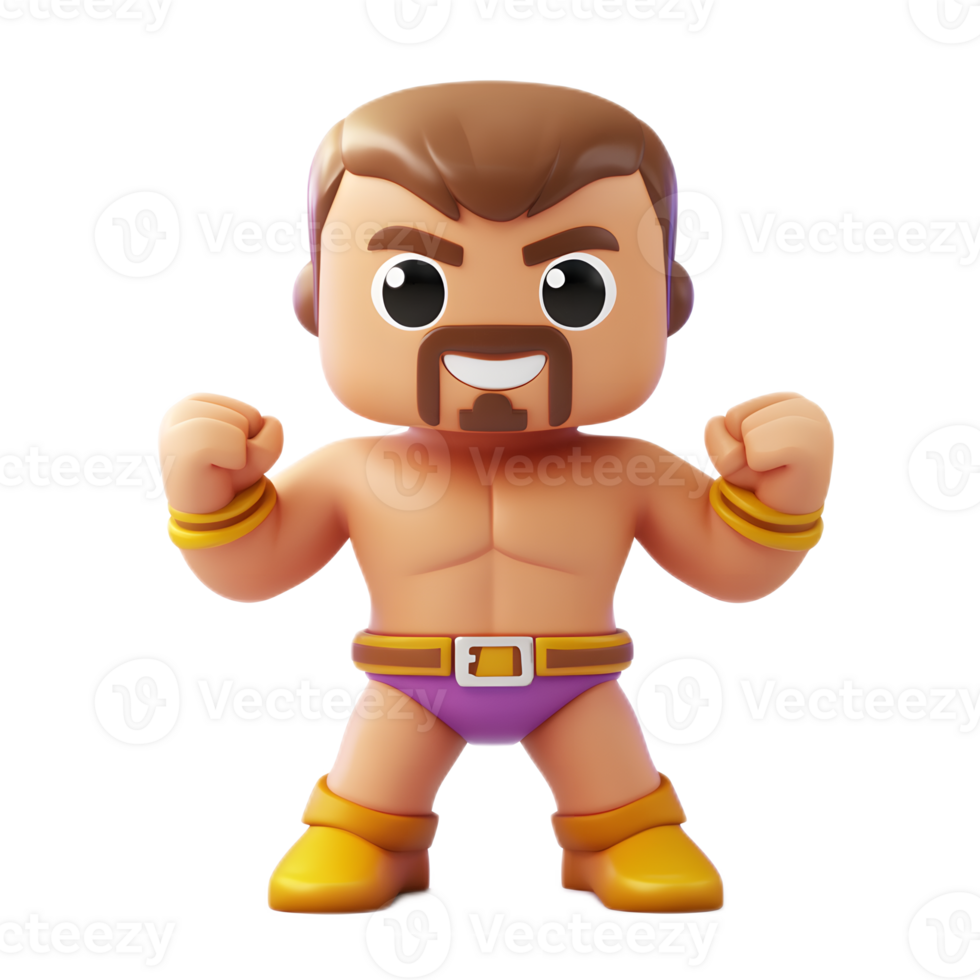 Fearless Wrestler Emoji Character Depicting Strength and Determination png