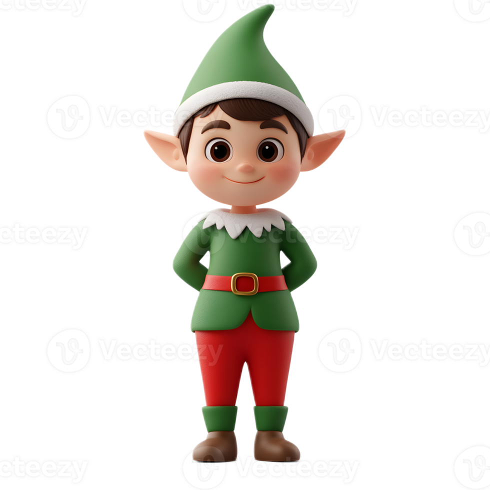Adorable 3D Rendered Elf Character Emoji Isolated on White Background png