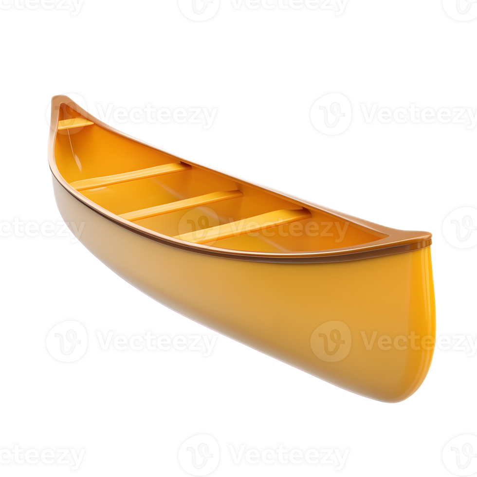 Bright Yellow Canoe Emoji 3D Render Isolated on White Background png